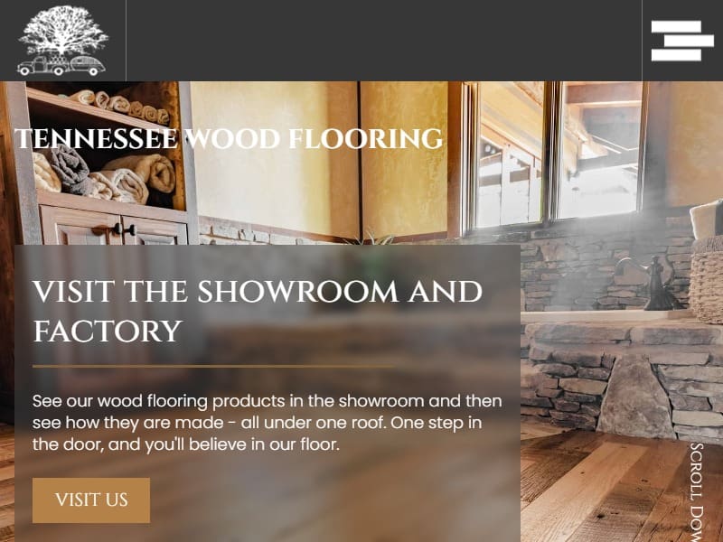 A screenshot of the Tennessee Wood Flooring website.