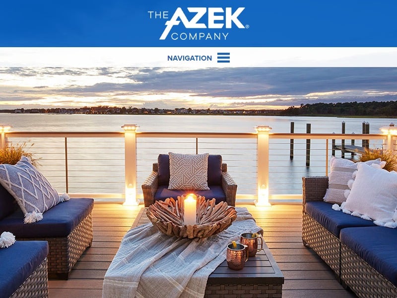 A screenshot of the The AZEK Company website.