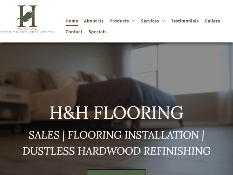 A screenshot of the H&H Flooring website.