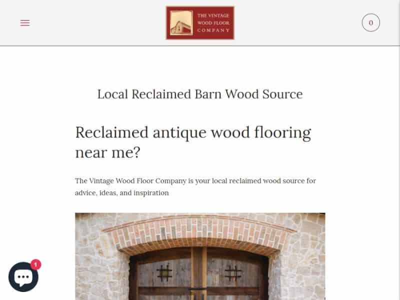 A screenshot of the The Vintage Wood Floor Company website.