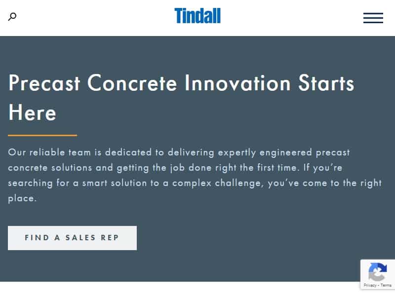 A screenshot of the Tindall Corp website.