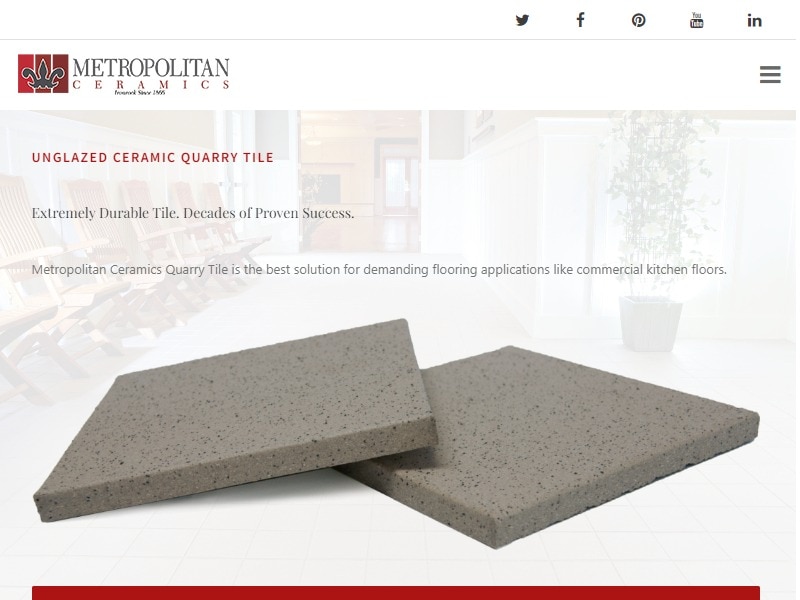 A screenshot of the Ironrock Capital (Metropolitan Ceramics) website.