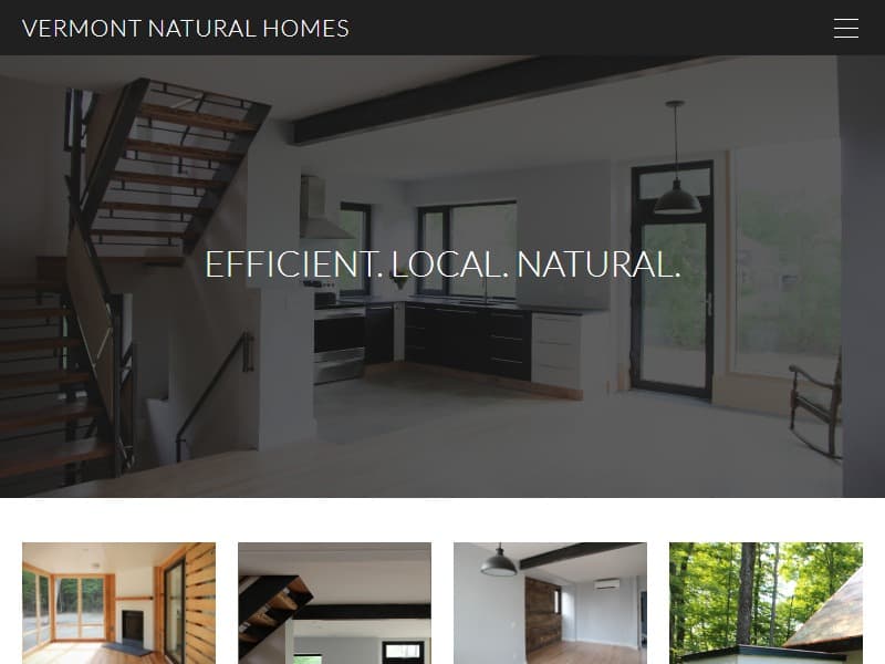 A screenshot of the Vermont Natural Homes website.