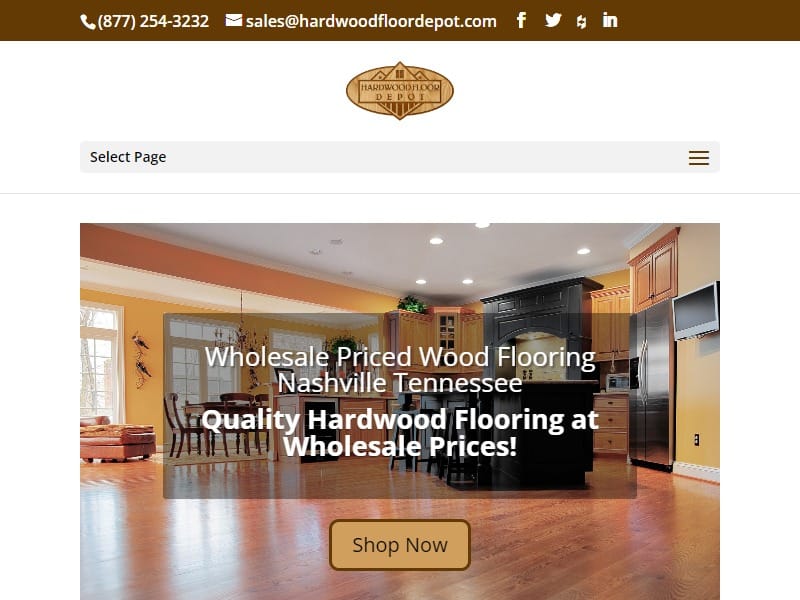 A screenshot of the Hardwood Floor Depot website.