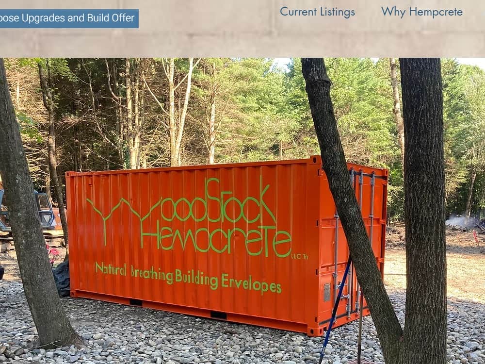 A screenshot of the Wood Stock Hempcrete website.