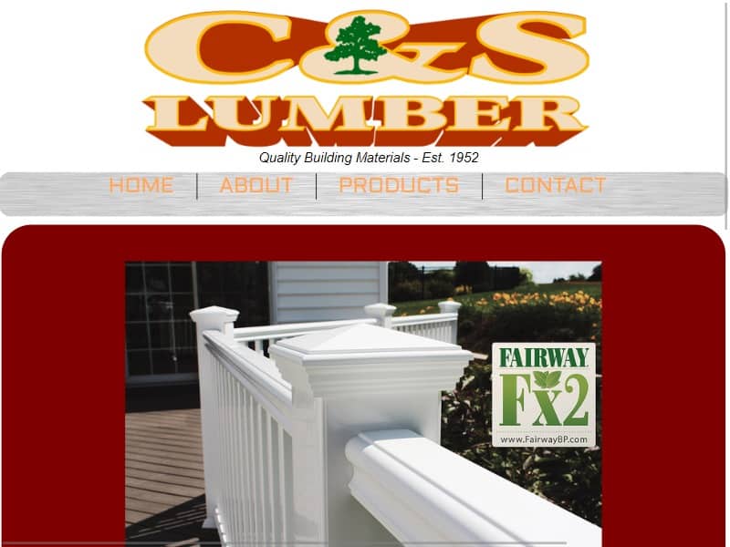 A screenshot of the C&S Lumber website.