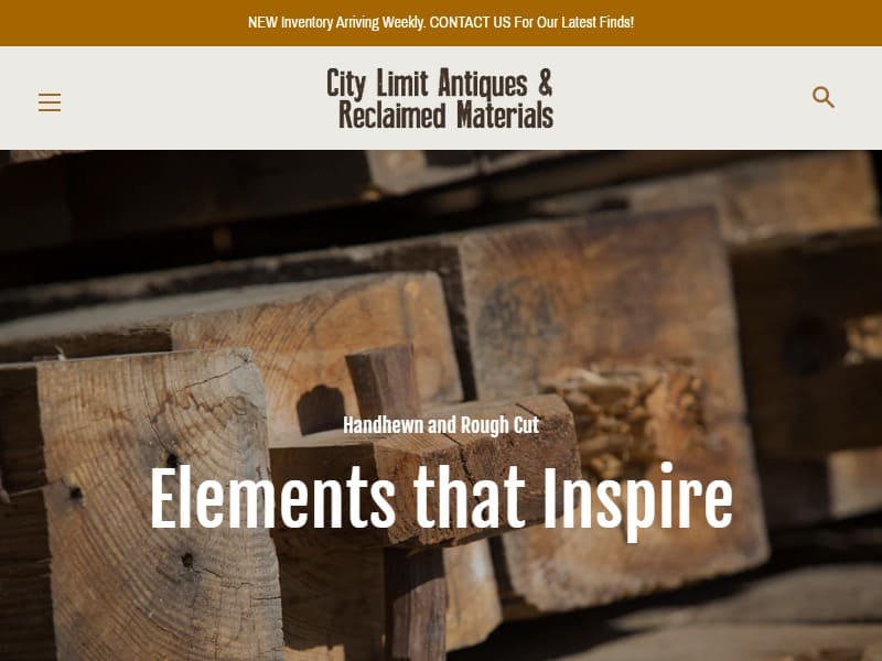 A screenshot of the City Limit Antiques & Reclaimed Materials website.