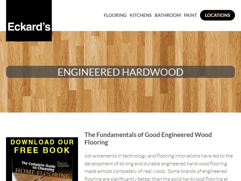 A screenshot of the Eckards Flooring website.