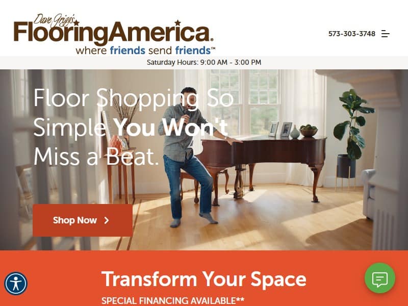 A screenshot of the Flooring America website.