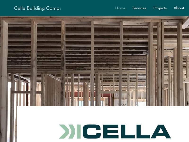 A screenshot of the Cella Building Company website.