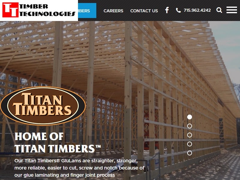 A screenshot of the Timber Technologies website.