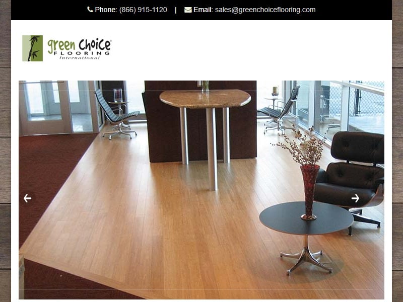 A screenshot of the Green Choice Flooring website.