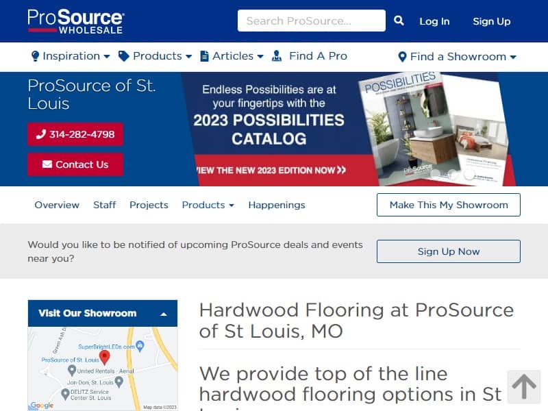 A screenshot of the ProSource Wholesale website.