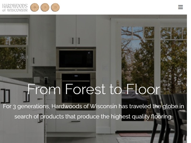 A screenshot of the Hardwoods of Wisconsin website.