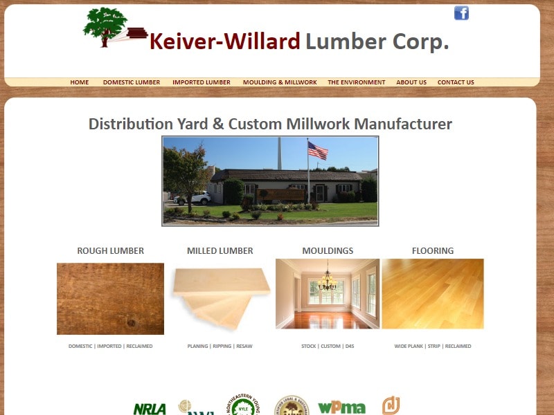 A screenshot of the Keiver-Willard Lumber Corp. website.