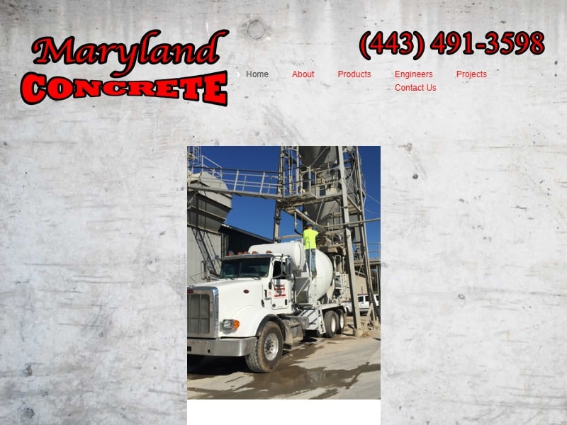 A screenshot of the Maryland Concrete website.