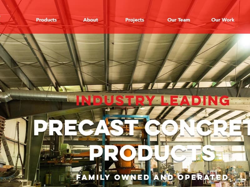 A screenshot of the McCreary Concrete Products, Inc. website.