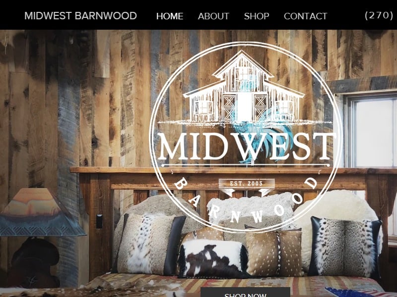 A screenshot of the Midwest Barnwood website.