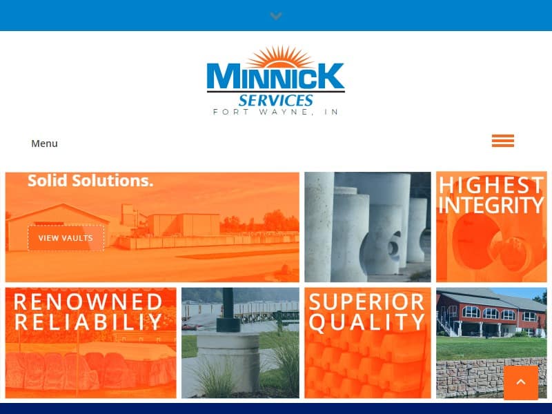 A screenshot of the Minnick Services website.