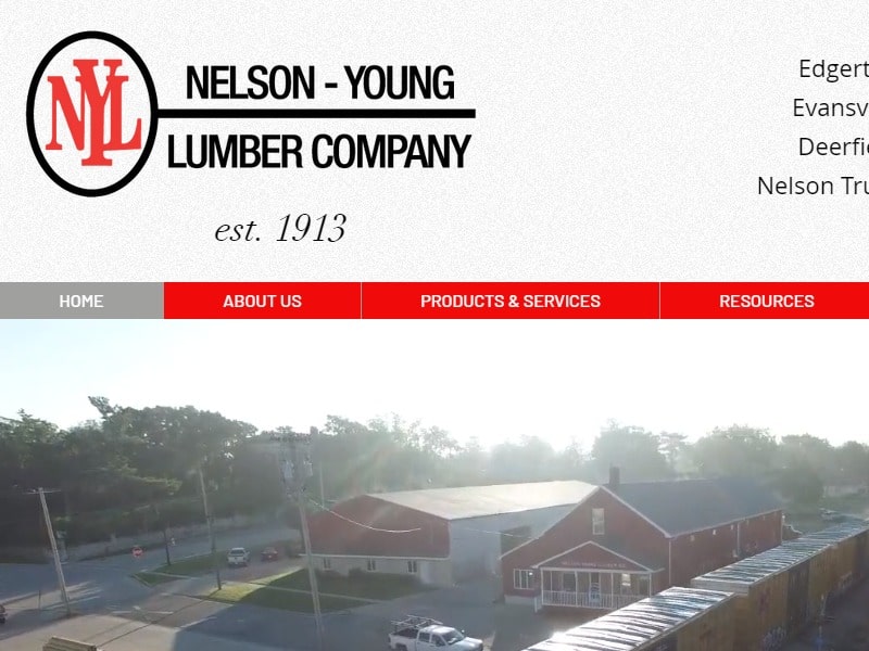 A screenshot of the Nelson Young Lumber Company website.