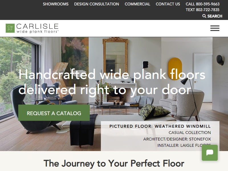 A screenshot of the Carlisle Wide Plank Floors website.