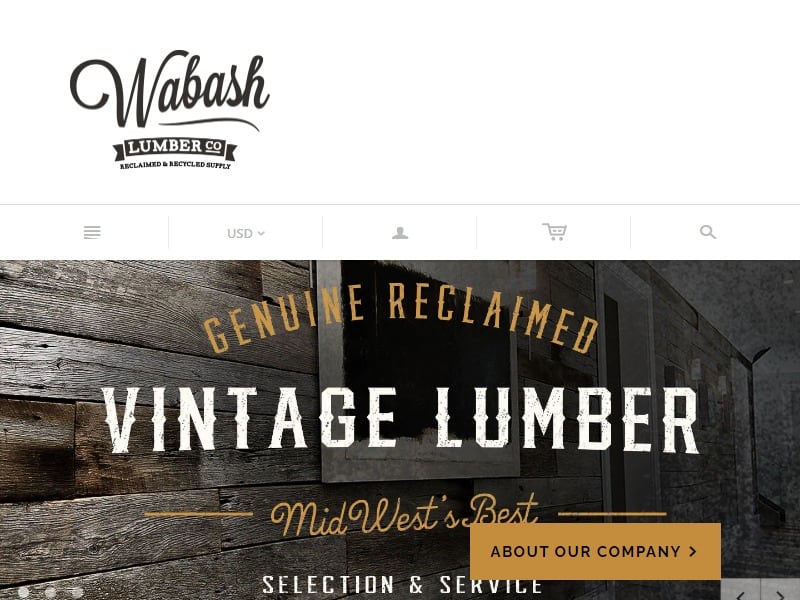 A screenshot of the Wabash Lumber Company website.