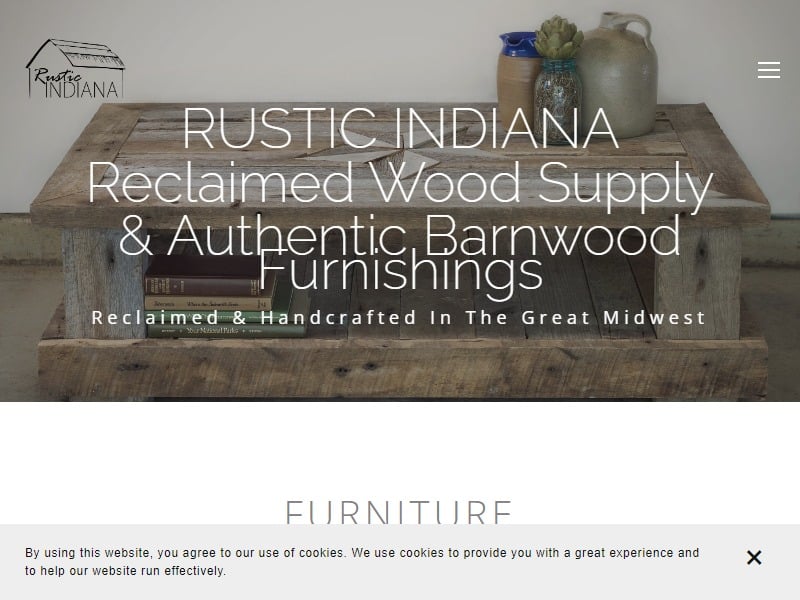 A screenshot of the Rustic Indiana website.