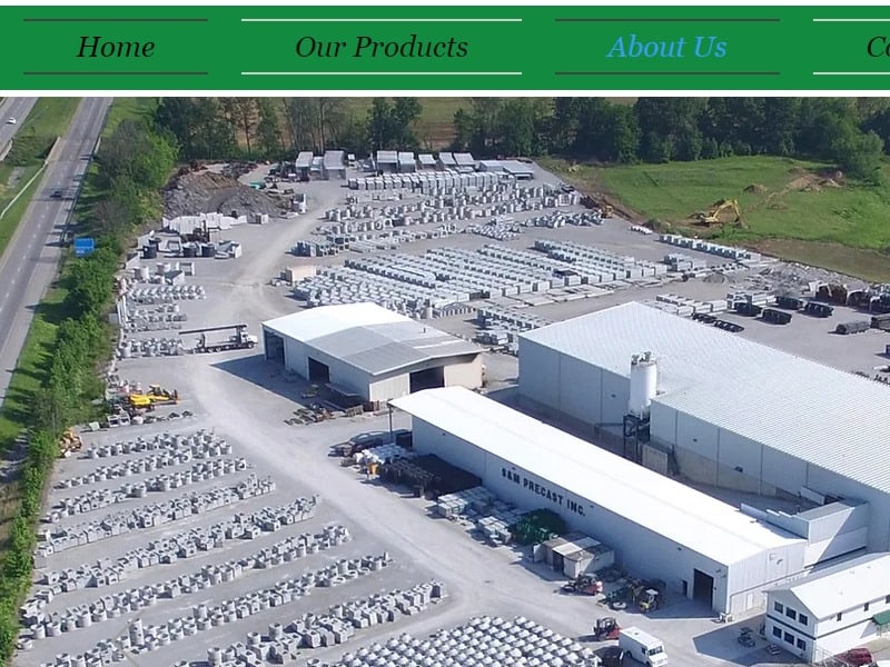 A screenshot of the S&M Precast website.