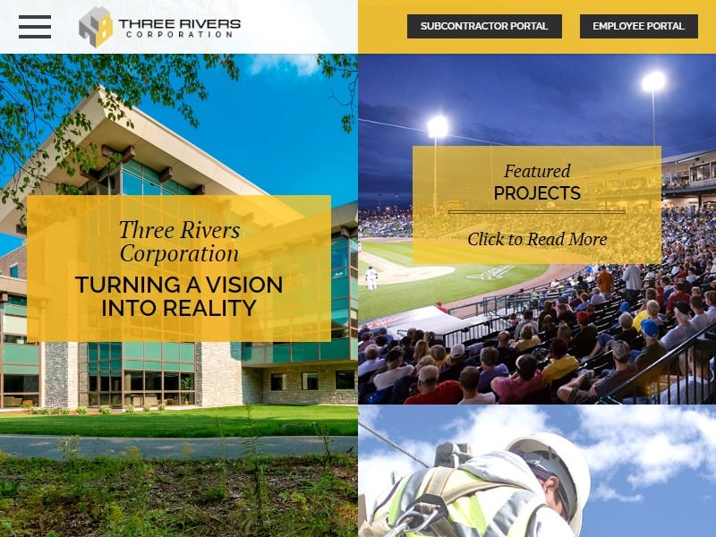 A screenshot of the Three Rivers Corporation website.