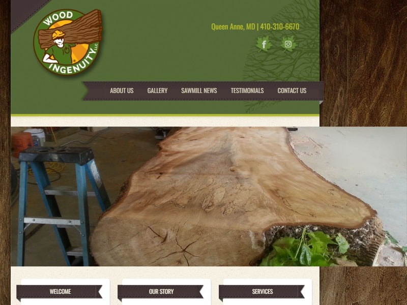 A screenshot of the Wood Ingenuity LLC website.