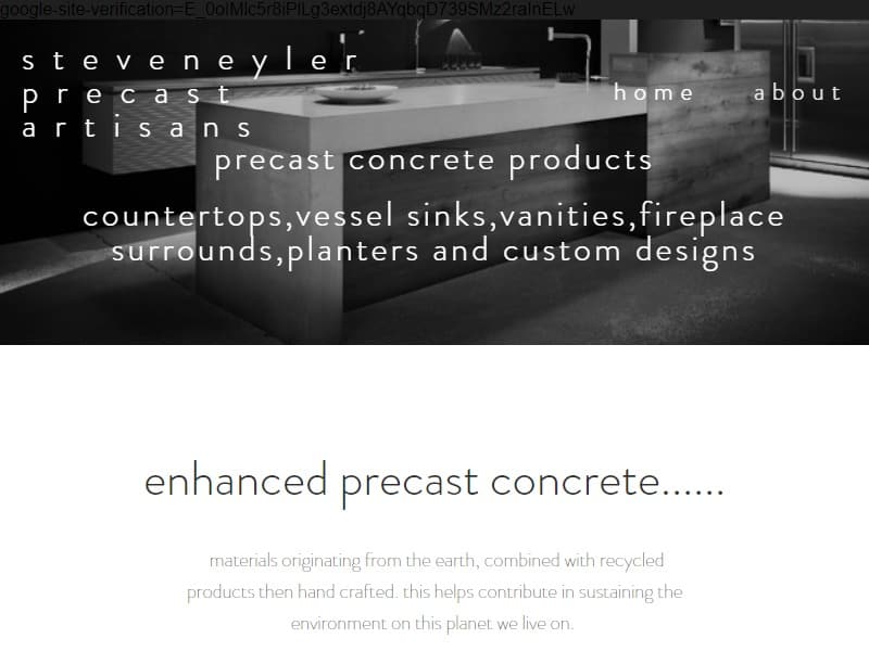 A screenshot of the Steven Eyler Precast Artisans website.