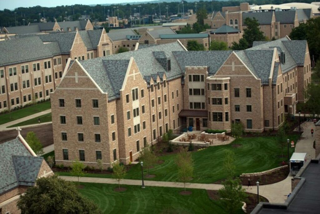 A photograph of the Dunne and Flaherty Halls.