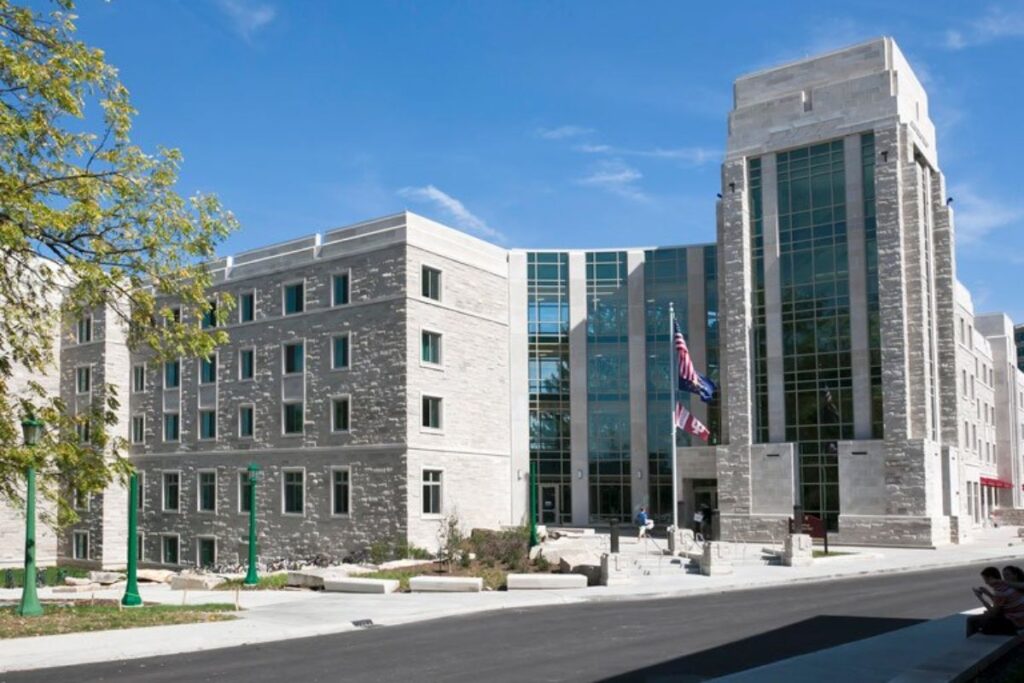 A photograph of Indiana University Spruce Hall.